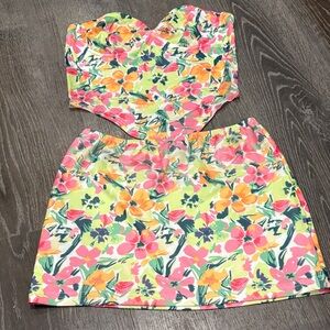 Princess Polly Floral Two-Piece Set - Pink, Orange, Green